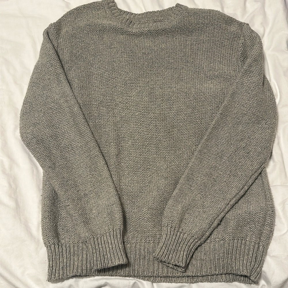 gray knit oversized sweater